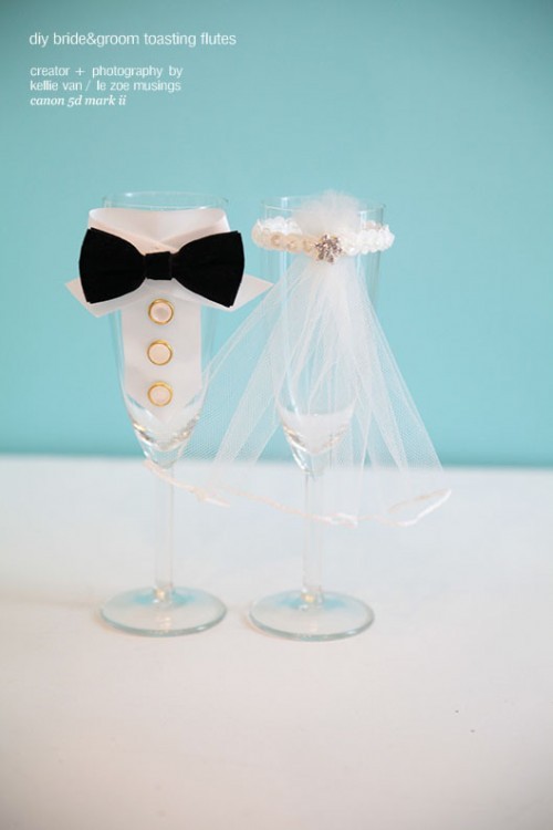 diy-bride-and-groom-toasting-flutes