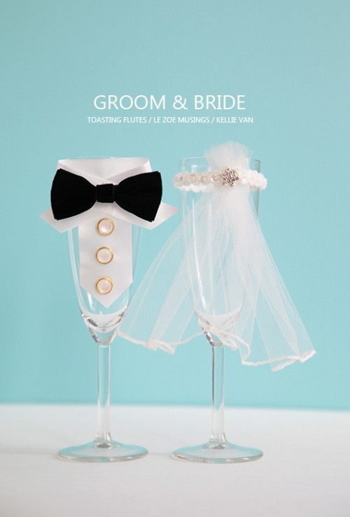 diy-bride-and-groom-toasting-flutes