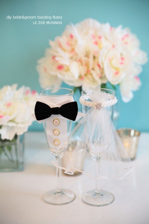 Свадьба: разные идеи, связаные со свадьбой. Diy-bride-and-groom-toasting-flutes9