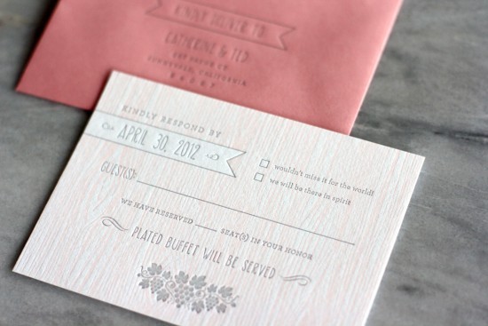 pink-faux-bois-letterpress-wedding-invitations