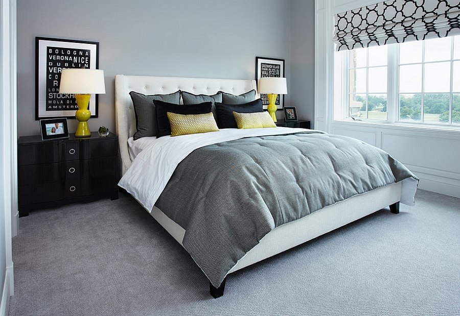 25 ideas charming combination of gray and yellow bedroom-08