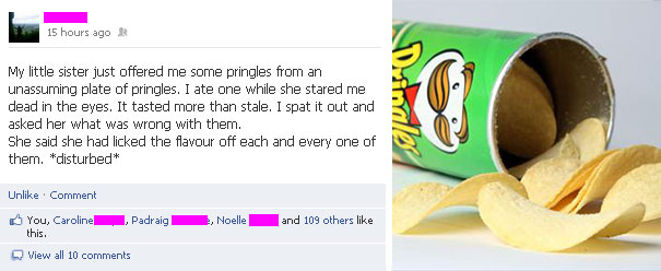 Испортить вкус каждого Pringles куска, как эта маленькая девочка