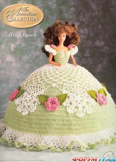 зеленое кукольное платье с ажуром