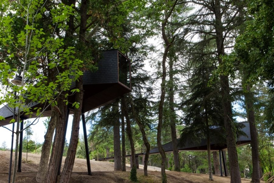 Деревянный коттедж в форме змеи на курорте Португалии