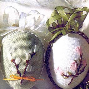 Вышиваем лентами пасхальные яйца