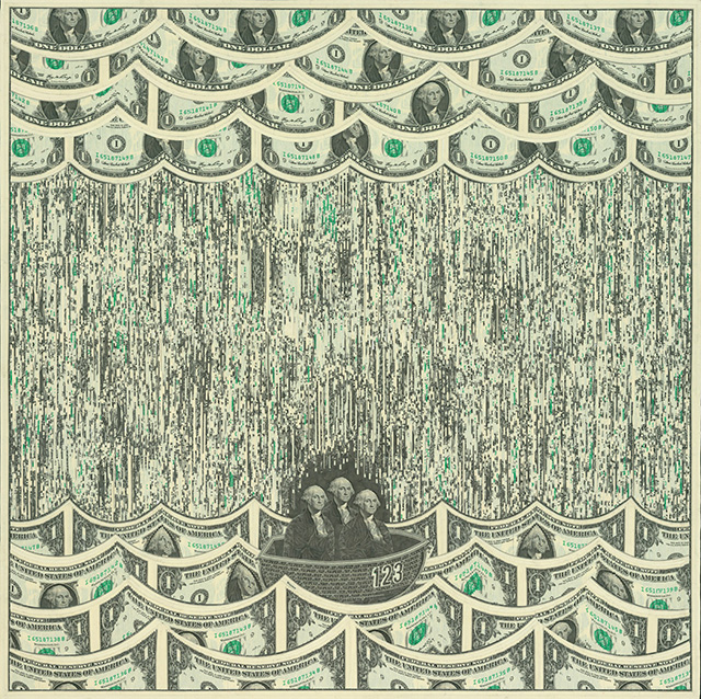 Mark Wagner. Коллаж из однодолларовых банкнот