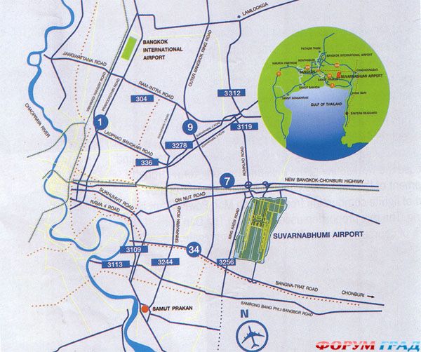 Аэропорт в Бангкоке Карта дорог