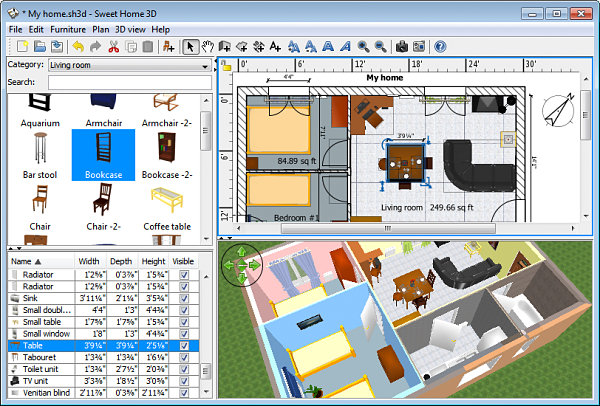 Снимок экрана с Sweet Home 3D