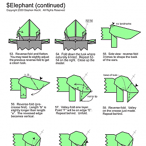 манигами, схемы оригами, слон
