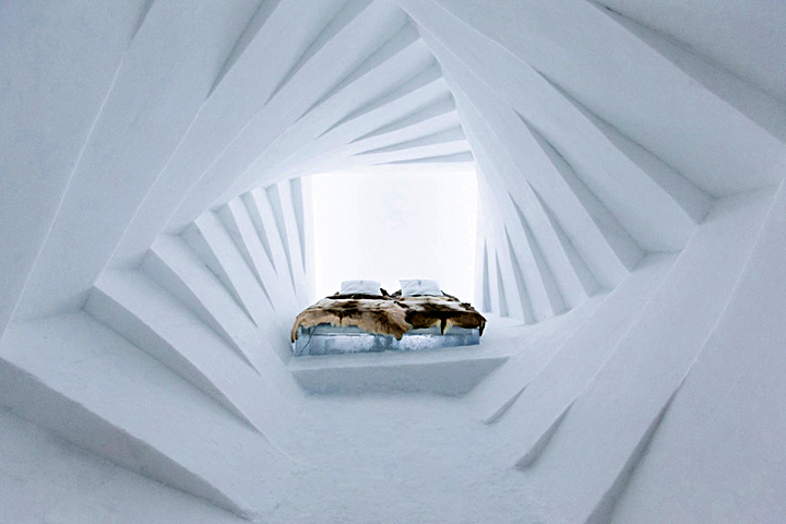 Дизайн интерьера отеля из снега и льда Icehotel в Швеции