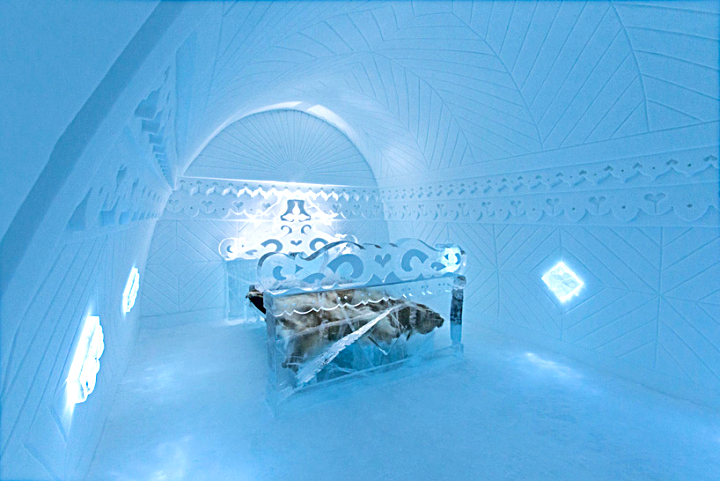 Дизайн интерьера отеля из снега и льда Icehotel в Швеции