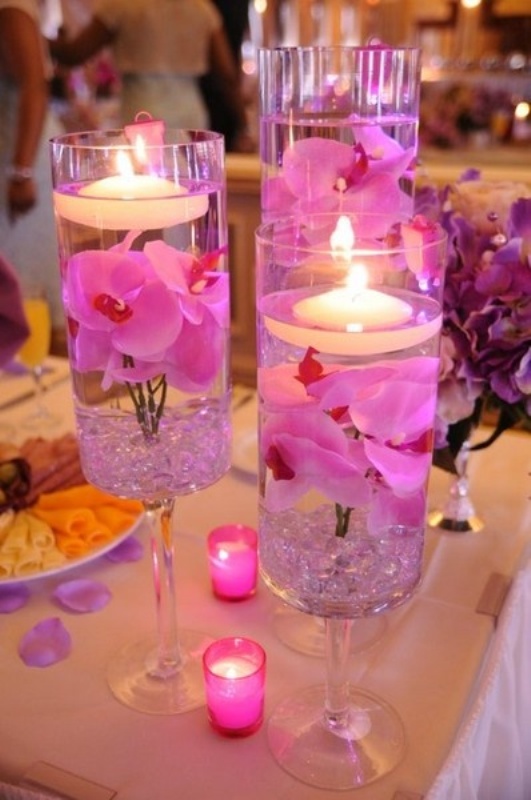 Гелевые свечи с тропическими цветами