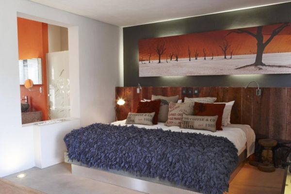 Дизайн спальни с принтами знаменитой пустыни Намиб
