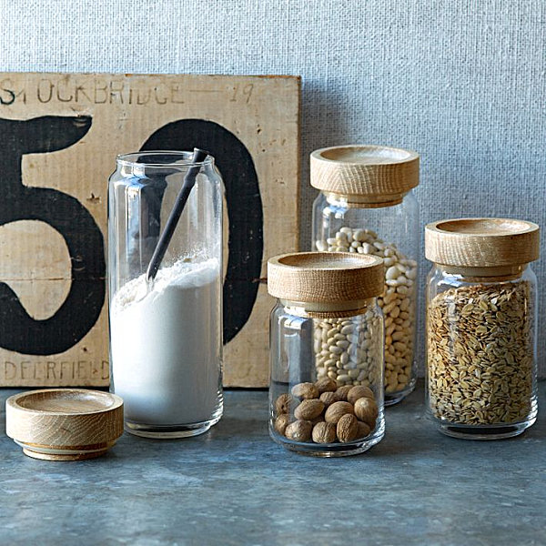 анки из стекла и дерева для сыпучих продуктов