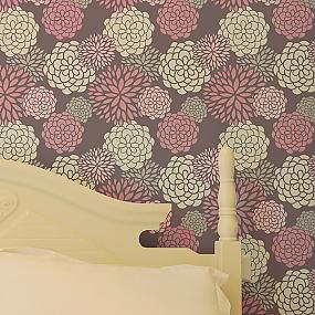 stenciled-wall-pattern-in-bedroom