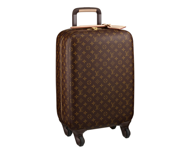Элегантный коричневый чемодан с незамысловатым рисунком от бренда Louis Vuitton