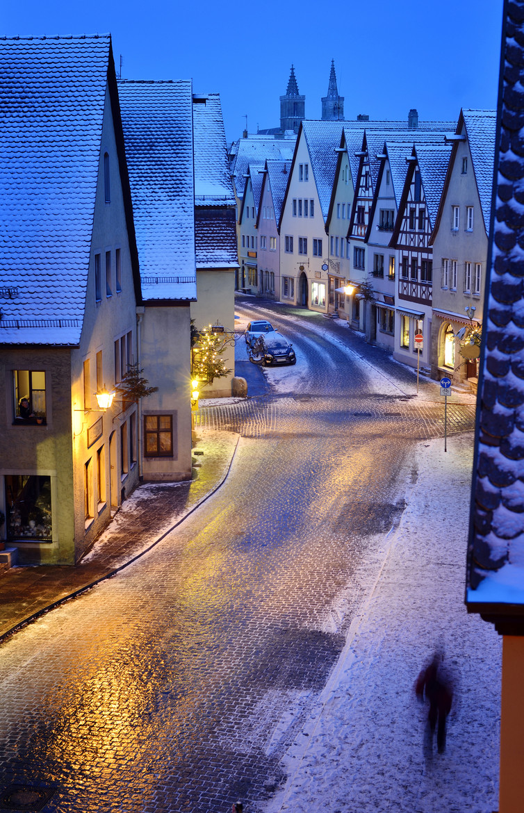 Снежный Ротенбур на земле Бавария в Германии