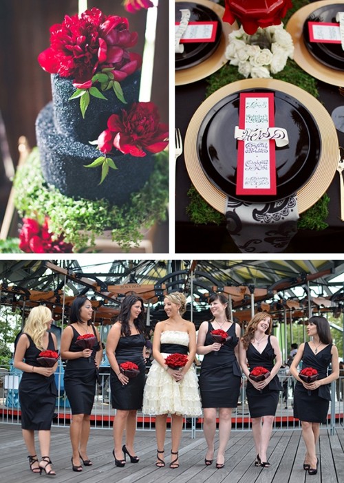 Свадебный декор в красно-чёрных тонах
