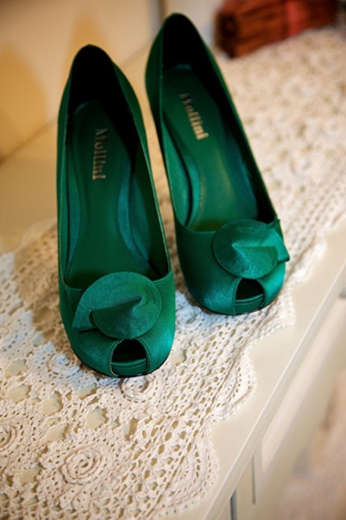 Зелёные туфли для невесты