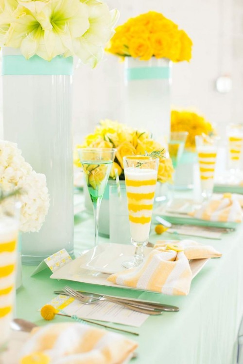 Оформление свадебного стола в жёлтом цвете