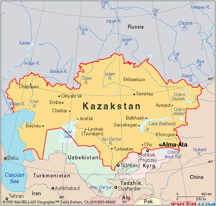 Казахстан - географическое положение
