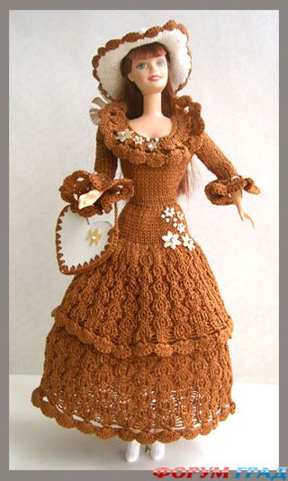 вязаное платье коричневое