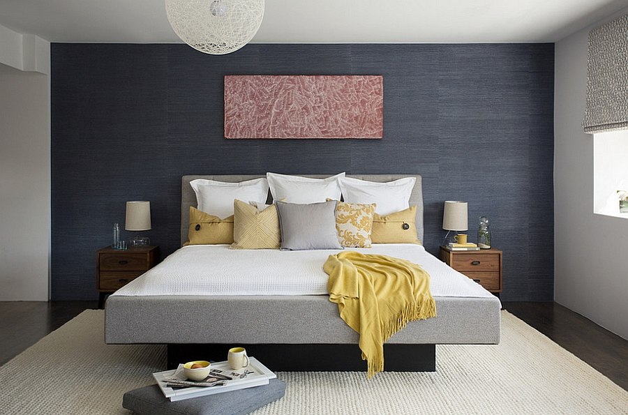 25 ideas charming combination of gray and yellow bedroom-09