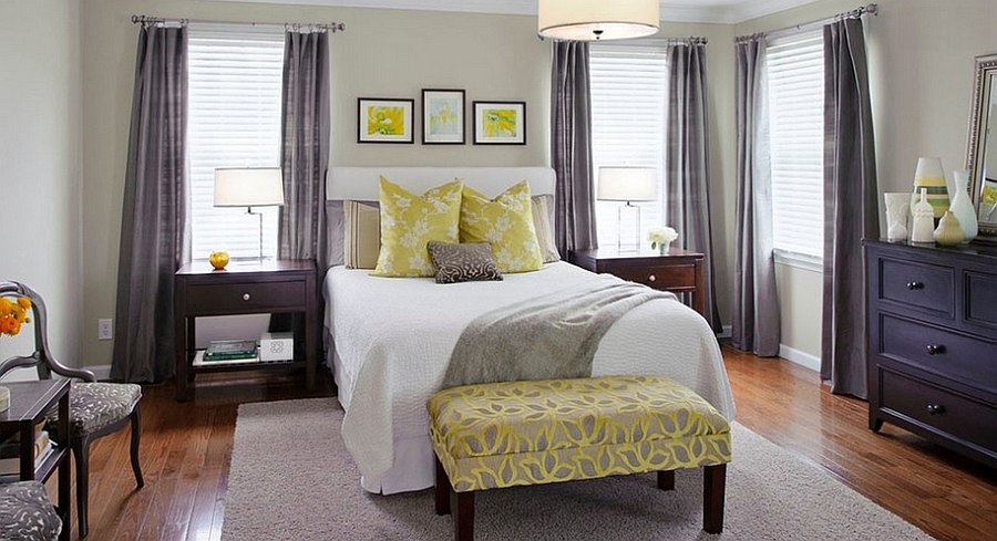 25 ideas charming combination of gray and yellow bedroom-13