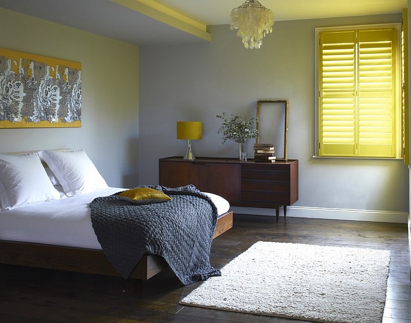 25 ideas charming combination of gray and yellow bedroom-14