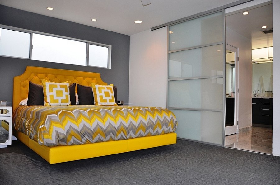 25 ideas charming combination of gray and yellow bedroom-20