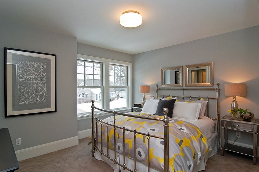 25 ideas charming combination of gray and yellow bedroom-21
