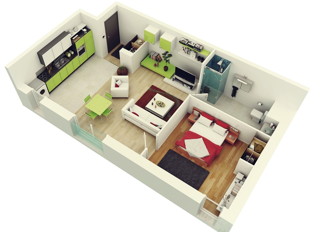bedroom apartmenthouse plans-01