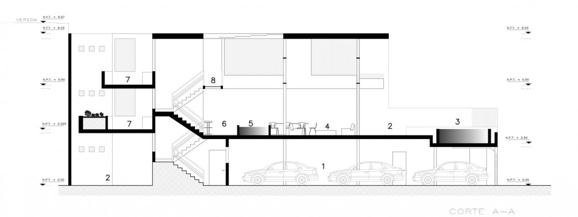 Детальный эскиз переднего вида особняка Cristal House