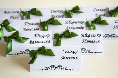 Карточки рассаживания приглашенных гостей