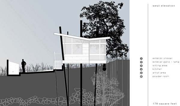 План-схема деревянного дома на сваях Banyan Drive Treehouse