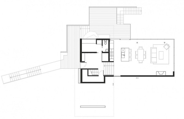 План-схема первого уровня частной резиденции Gambier Island House