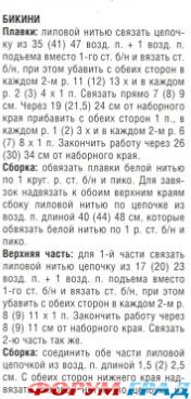 Описание  вязаного купальника 
