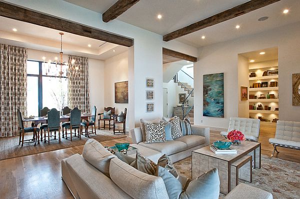 living-room-with-light-turquoise-and-brown-accents