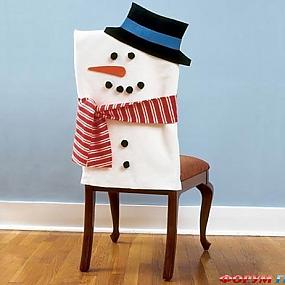 Новогодние чехлы на стулья - снеговик