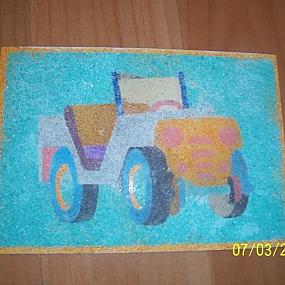 Рисунок при помощи цветного песка