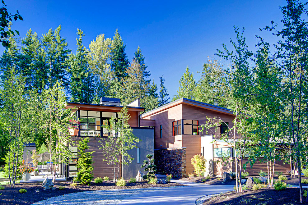 Дом с большими окнами Forest House от McClellan architects, Сиэтл, Вашингтон, США