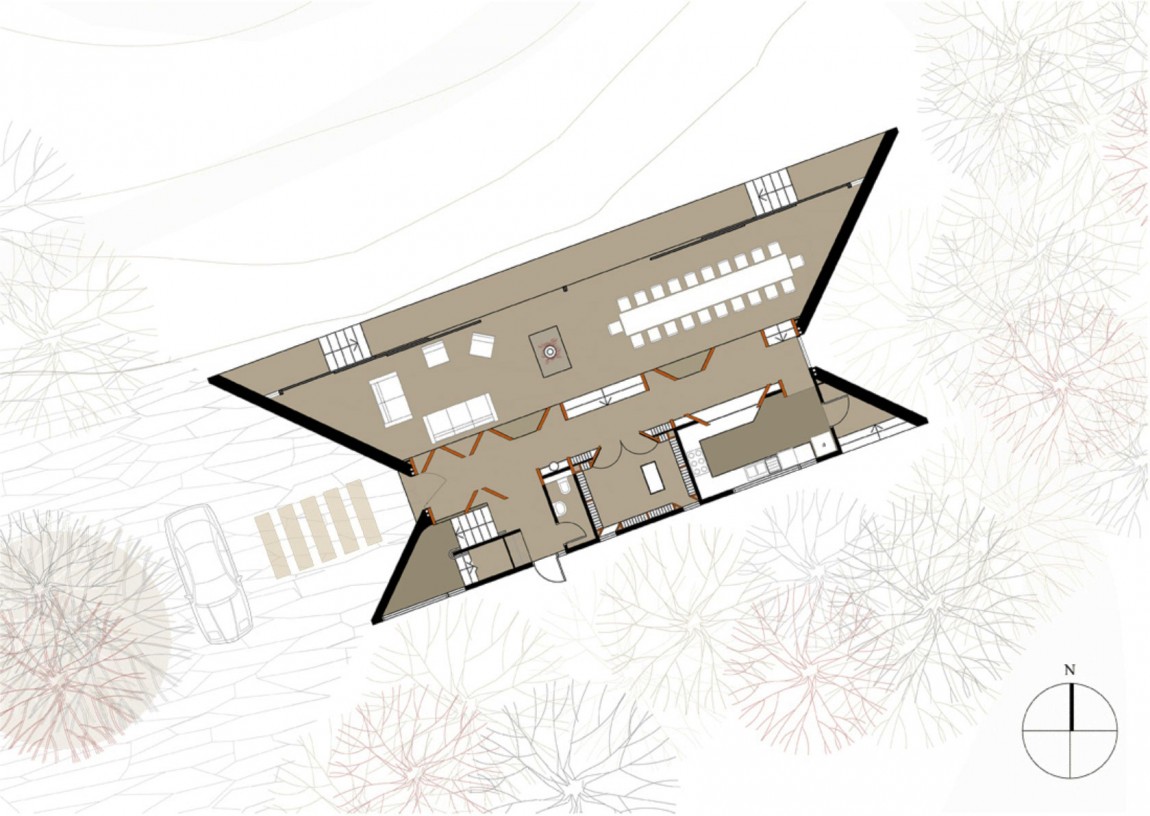Интерьер современного дома Cloudy Bay Shack в Новой Зеландии