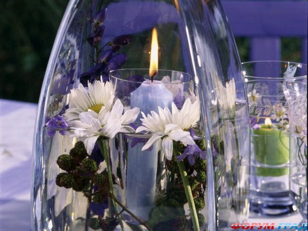 Украшение летних свечей цветами