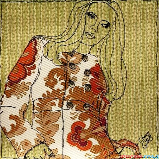 Вышивка на обоях