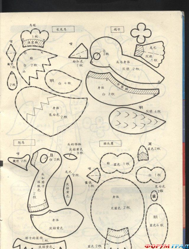 выкройки птиц