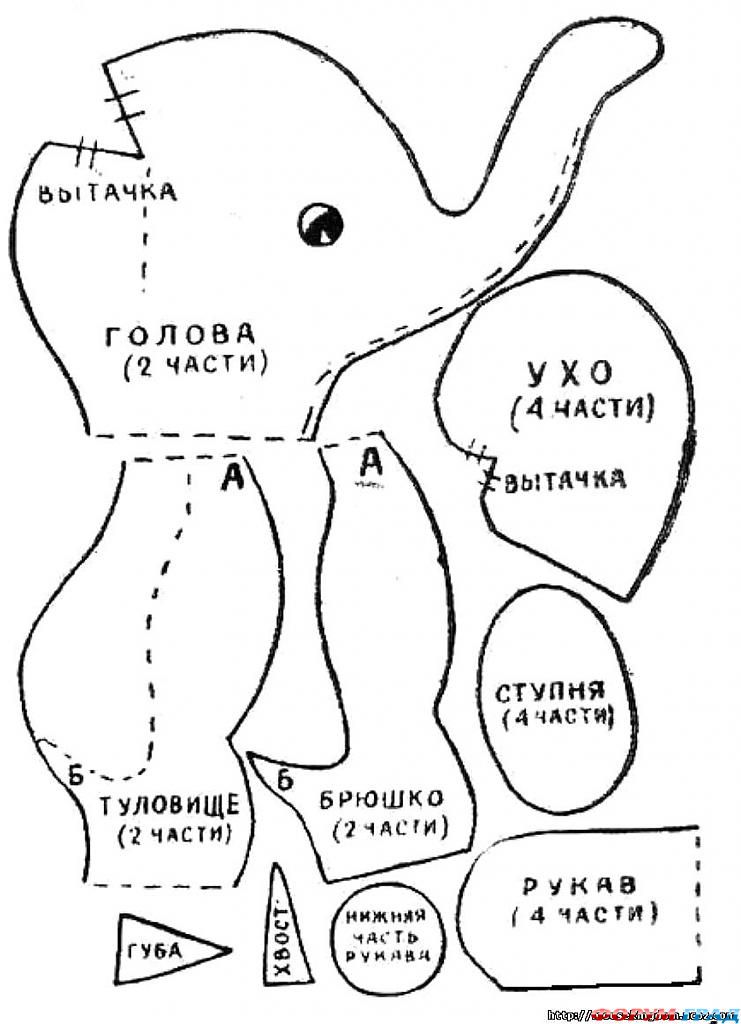 выкройки мягких игрушек, выкройки слонов