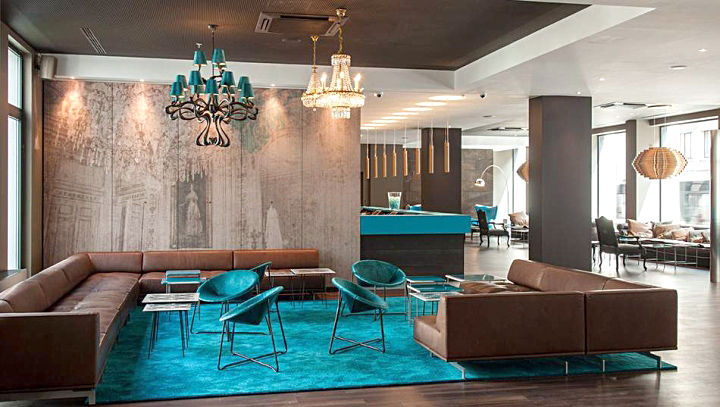 Дизайн интерьера отеля Motel One в Бельгии