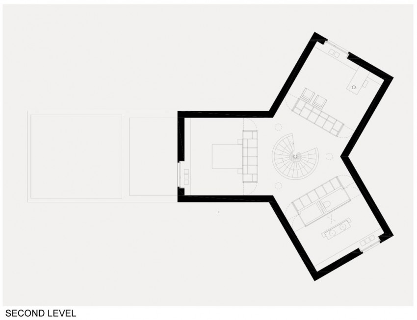 Вилла Moerkensheide от студии Dieter De Vos Architecten - схематический эскиз второго этажа