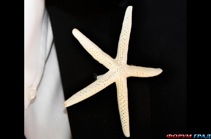 Бутоньерка для пляжной свадьбы в форме морской звезды