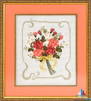 Букет цветов вышивка лентами